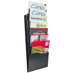 Twinco A4 Metal Wall Literature Display With 7 Compartments Black