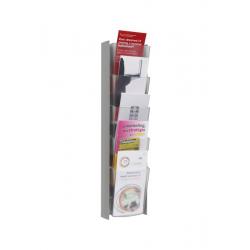 Alba Wall Literature Holder DL 5 Compartment Silver Grey