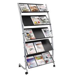 Alba Mobile Display 5 Shelves 15 Views A4 Black and Silver Grey