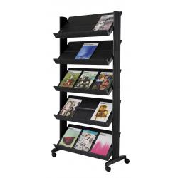 Fast Paper Mobile 5 Shelf Literature Display Wide Black F255N01