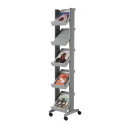 Fast Paper Mobile Literature Display Silver 5 Shelves F259N35